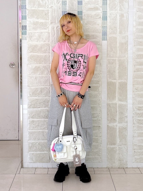 大人気 X-girl DOUBLE POCKET HAND BAG コーデのアクセントに◎ 大人気 X-girl DOUBLE POCKET HAND BAG コーデのアクセントに