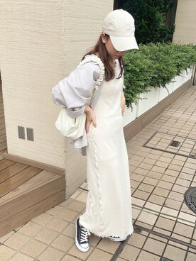 「apres jour（アプレジュール）のアイテム（帽子）」を使った、momoさん（レディース・160cm）の夏コーディネート