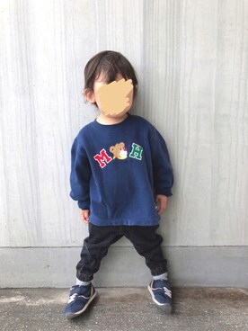 「MIKI HOUSE（ミキハウス）のアイテム（スウェット）」を使った、chiroruさん（キッズ・90cm）の春コーディネート