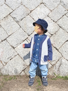 「無印良品（ムジルシリョウヒン）のアイテム（帽子）」を使った、chiroruさん（キッズ・90cm）の春コーディネート