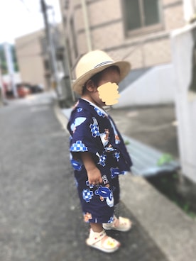「MIKI HOUSE（ミキハウス）のアイテム（サンダル）」を使った、chiroruさん（キッズ・90cm）の夏コーディネート