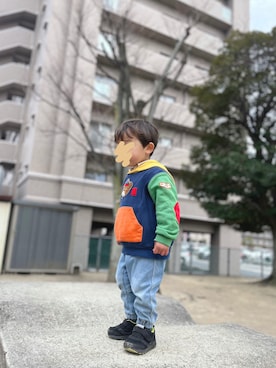 「MIKI HOUSE（ミキハウス）のアイテム（スウェット）」を使った、chiroruさん（キッズ・100cm）の冬コーディネート