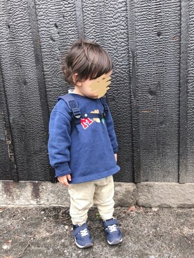 「MIKI HOUSE（ミキハウス）のアイテム（スウェット）」を使った、chiroruさん（キッズ・80cm）の冬コーディネート