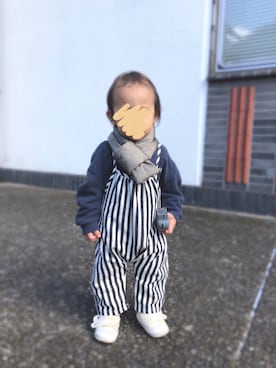「アイテム（ネックウォーマー/スヌード）」を使った、chiroruさん（キッズ・90cm）の秋コーディネート