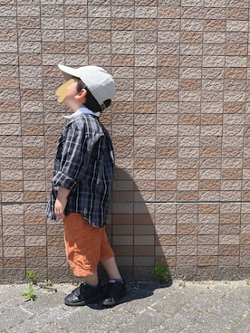 「アイテム（シャツ/ブラウス、ブラック系）」を使った、chiroruさん（キッズ・90cm）の春コーディネート