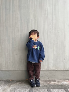 「MIKI HOUSE（ミキハウス）のアイテム（スウェット）」を使った、chiroruさん（キッズ・90cm）の秋コーディネート