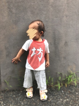 「MIKI HOUSE（ミキハウス）のアイテム（サンダル）」を使った、chiroruさん（キッズ・90cm）の夏コーディネート