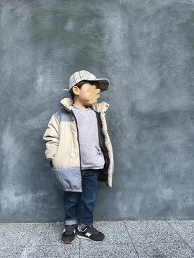 「pairmanon（ペアマノン）のアイテム（帽子）」を使った、chiroruさん（キッズ・90cm）の冬コーディネート