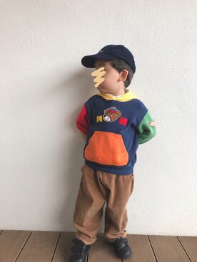 「MIKI HOUSE（ミキハウス）のアイテム（スウェット）」を使った、chiroruさん（キッズ・90cm）の冬コーディネート