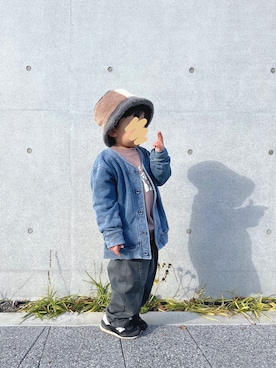 「pairmanon（ペアマノン）のアイテム（スウェット）」を使った、chiroruさん（キッズ・100cm）の冬コーディネート