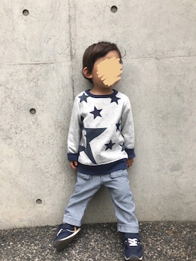 「BOBSON（ボブソン）のアイテム（スウェット）」を使った、chiroruさん（キッズ・90cm）の春コーディネート