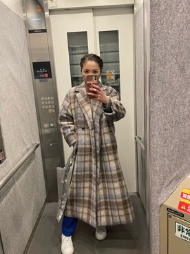 SLOBE IENA(スローブイエナ)の「チェックシャギーロングコート SLOBE IENA(スローブイエナ)の「チェックシャギーロングコート