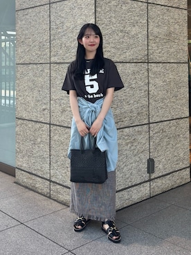 「NANO universe（ナノユニバース）のアイテム（シャツ/ブラウス）」を使った、nanamiさん（レディース・158cm）の春コーディネート