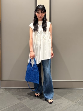 「Healthy denim（ヘルシーデニム）のHealthy DENIM/Pink Pepper M-Easy（デニムパンツ、ブルー系）」を使った、nanamiさん（レディース・158cm）の夏コーディネート