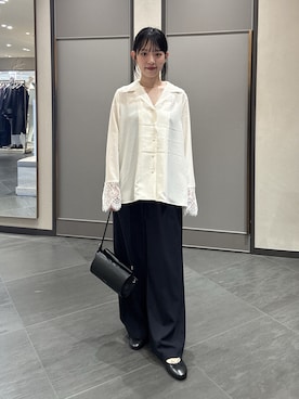 「アイテム（スラックス、ブルー系）」を使った、nanamiさん（レディース・158cm）の夏コーディネート