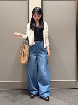 「Healthy denim（ヘルシーデニム）の【Healthy DENIM】デニムマリンパンツ-Breezy Rum（デニムパンツ、ブルー系）」を使った、nanamiさん（レディース・158cm）の春コーディネート