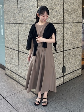 「NANO universe（ナノユニバース）のアイテム（ワンピース/ドレス、ベージュ系）」を使った、nanamiさん（レディース・158cm）の春コーディネート