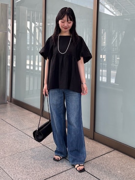 「Healthy denim（ヘルシーデニム）のHealthy DENIM/Pink Pepper M-Easy（デニムパンツ、ブルー系）」を使った、nanamiさん（レディース・158cm）の夏コーディネート