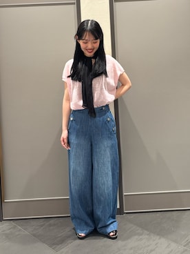 「Healthy denim（ヘルシーデニム）の【Healthy DENIM】デニムマリンパンツ-Breezy Rum（デニムパンツ、ブルー系）」を使った、nanamiさん（レディース・158cm）の春コーディネート