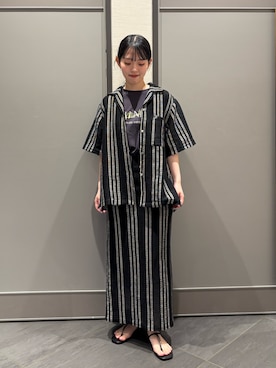 「NANO universe（ナノユニバース）のアイテム（シャツ/ブラウス）」を使った、nanamiさん（レディース・158cm）の夏コーディネート