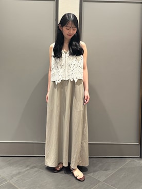 「NANO universe（ナノユニバース）のアイテム（ワンピース/ドレス、ホワイト系）」を使った、nanamiさん（レディース・158cm）の夏コーディネート