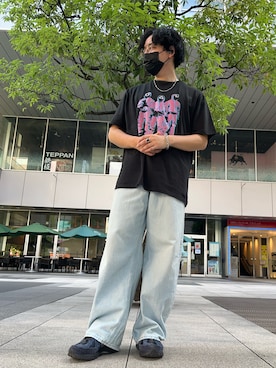 「Design Tshirts Store graniph（デザイン　ティーシャツ　ストア　グラニフ）のアイテム（Tシャツ/カットソー）」を使った、ふくたさん（メンズ・169cm）の夏コーディネート