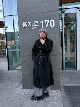 「ADRER（アドラー）の【ADRER】surgical stainless necklace / サージカルステンレスネックレス（ネックレス）」を使った、Gaisuさん（メンズ・175cm）の冬コーディネート