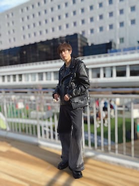 「アイテム（ライダースジャケット）」を使った、Gaisuさん（メンズ・175cm・10代）の秋コーディネート