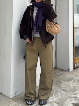 「BLACKUP（ブラックアップ）のアイテム（パンツ）」を使った、maiさん（レディース・167cm）の冬コーディネート