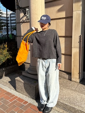 「アイテム（トートバッグ、オレンジ系）」を使った、maiさん（レディース・167cm）の秋コーディネート