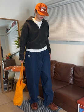 「アイテム（バッグ、オレンジ系）」を使った、maiさん（レディース・167cm）の秋コーディネート