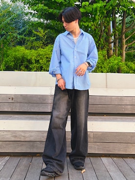 「ABAHOUSE（アバハウス）のアイテム」を使った、鈴木 龍之介さん（メンズ・177cm）の夏コーディネート