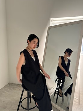 「アイテム（ベスト）」を使った、sakiさん（レディース・162cm・20代）の夏コーディネート
