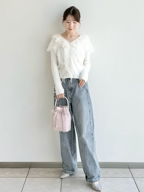 セール】ハイウエストビジューデニム（デニムパンツ）｜FRAY I.D