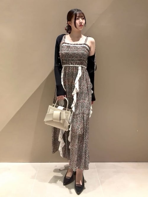 本日のみ価格今期品♡完売♡フレイアイディー♡ラッフルヘムキャミ新品タグ付き LIBERTY×FRAY I.D】ラッフルキャミソールドレス（ドレス）｜FRAY I.D