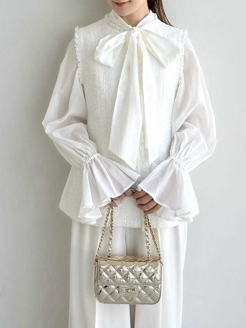 2wayシアーボウタイブラウス／ウォッシャブル（シャツ/ブラウス