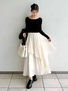 「アイテム（チューブトップ）」を使った、FRAY I.Dさん（レディース・158cm）の秋コーディネート