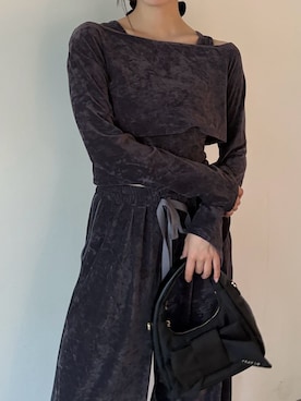 「アイテム（チューブトップ）」を使った、FRAY I.Dさん（レディース・159cm）の夏コーディネート