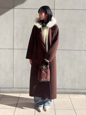 「アイテム（チェスターコート）」を使った、FRAY I.Dさん（レディース・156cm）の冬コーディネート
