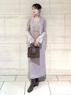 「アイテム（ワンピース、ピンク系）」を使った、FRAY I.Dさん（レディース・158cm）の秋コーディネート