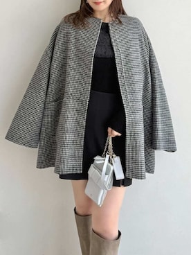 「ワントーンコーデ」｜「アイテム（ノーカラージャケット）」を使った、FRAY I.Dさん（レディース・158cm）の冬コーディネート