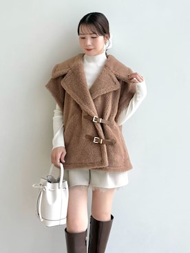 「アイテム（ポンチョ）」を使った、FRAY I.Dさん（レディース・158cm）の秋コーディネート