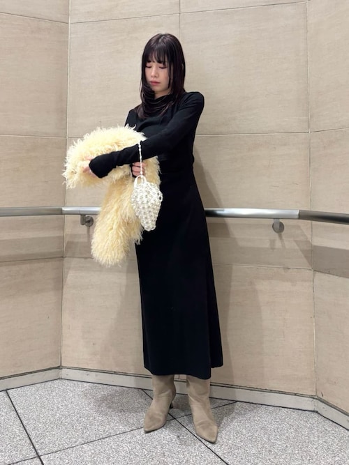 セール】タックドレープワンショルリブニットワンピース（ワンピース