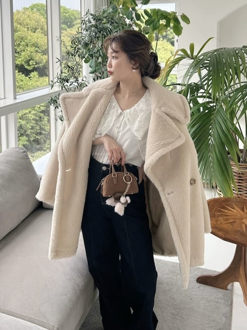 ECOPELボアミドルコート（ノーカラージャケット）｜FRAY I.D