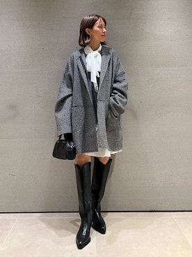 「アイテム（ノーカラージャケット）」を使った、FRAY I.Dさん（レディース・155cm）の冬コーディネート