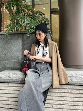 「アイテム（テーラードジャケット、イエロー系）」を使った、FRAY I.Dさん（レディース・161cm）の夏コーディネート