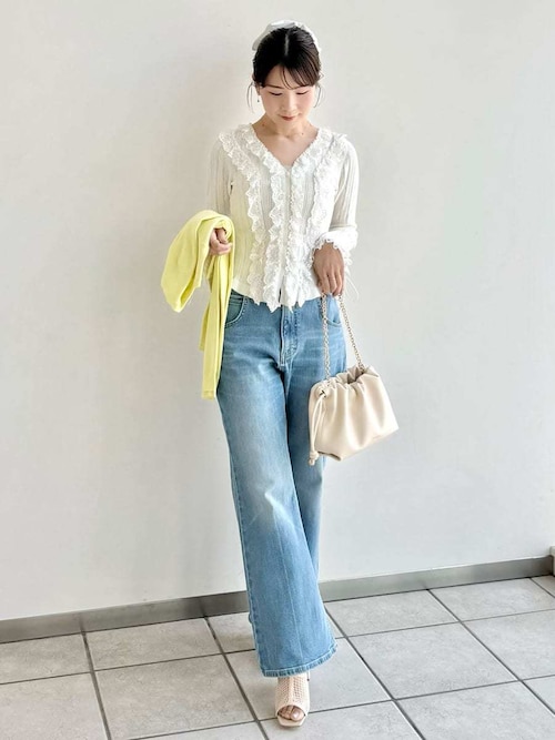 フリルレースコンビニットカーデ（カーディガン/ボレロ）｜FRAY I.D