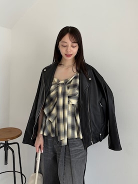 「アイテム（チューブトップ）」を使った、FRAY I.Dさん（レディース・159cm）の夏コーディネート