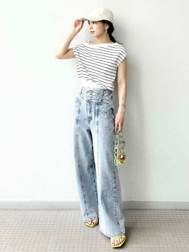 「イエベ」｜「アイテム（帽子）」を使った、FRAY I.Dさん（レディース・159cm）の夏コーディネート