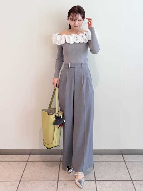 フレイアイディー　フリル付きグレーリブ長袖トップス FRAY I.D（フレイ・アイディー） SALE10%OFF トップス 26春夏 フリル